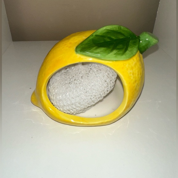 Source Unknown Other - Ceramic Lemon Shape Sponge Holder for Kitchen Sink, Compact Sink Caddy